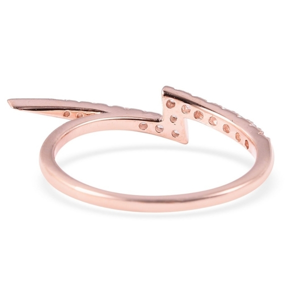 Diamond Lightning Bolt ✦ 14K Rose Gold Over S925 Ring ✦ Greek Mythology Size 7 - Picture 3 of 7
